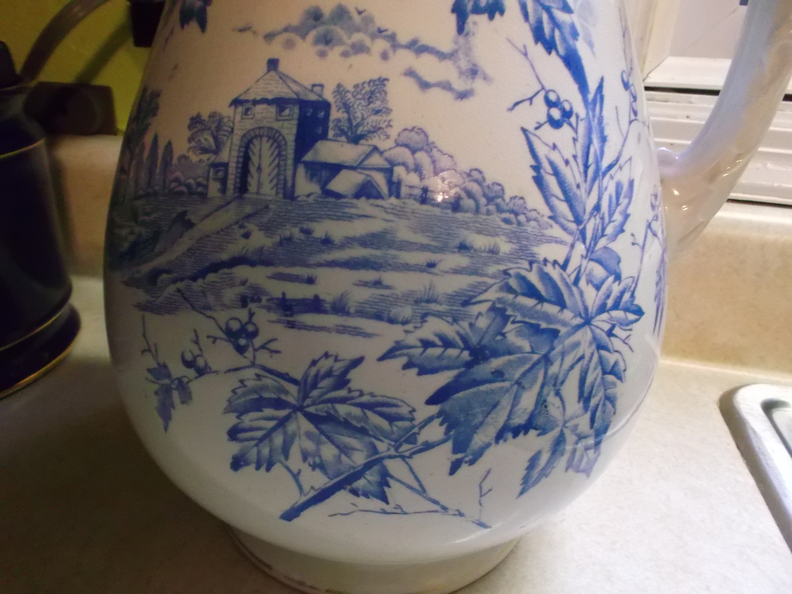 Royal Ironstone China Warranted Transferware Pitcher in Blue on White ...