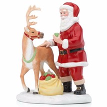 Lenox Santa's Reindeer Figurine Bag Of Treats Feeding Apples Christmas 2015 NEW - $40.00
