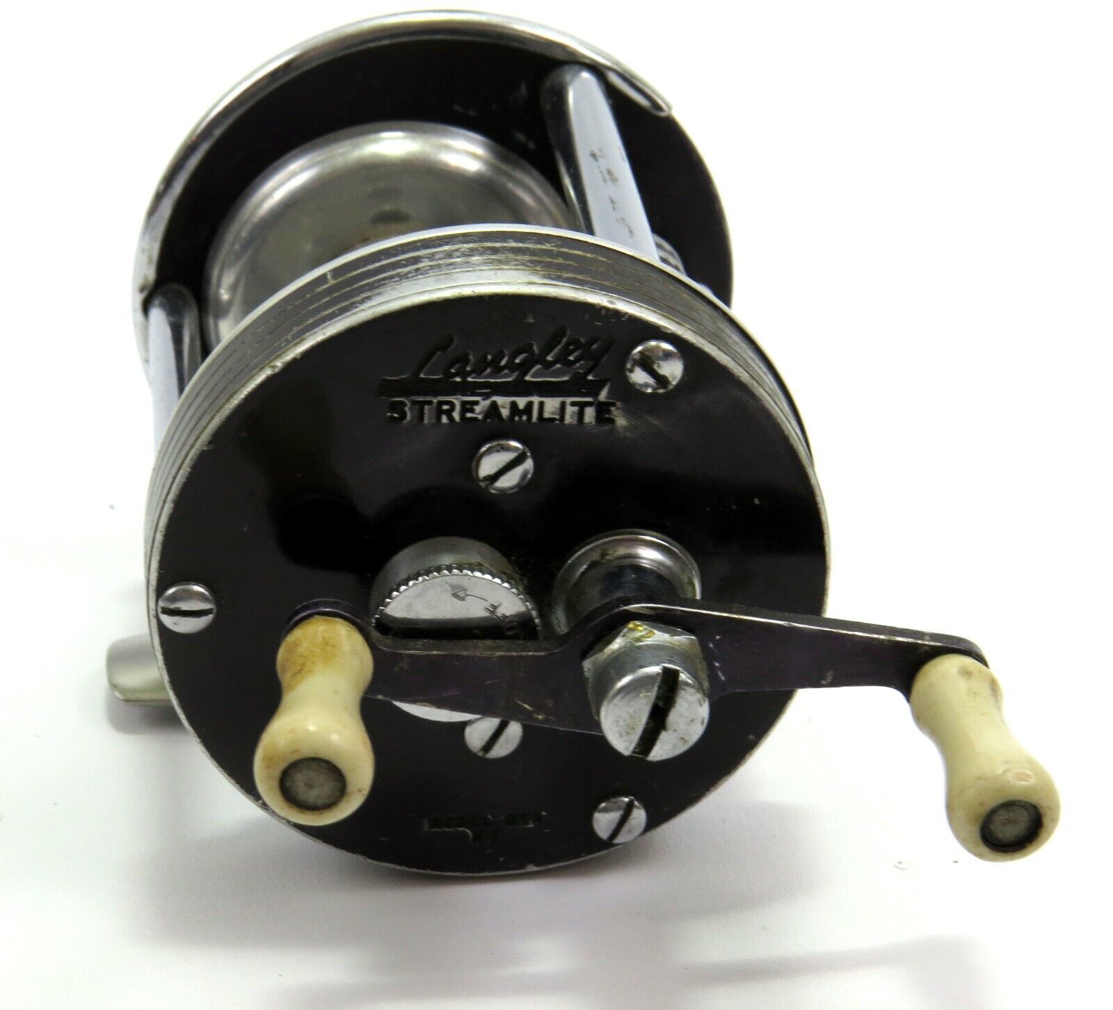 Langley Streamlite Model 310 KC Vintage Metal Casting Reel, Black, Read