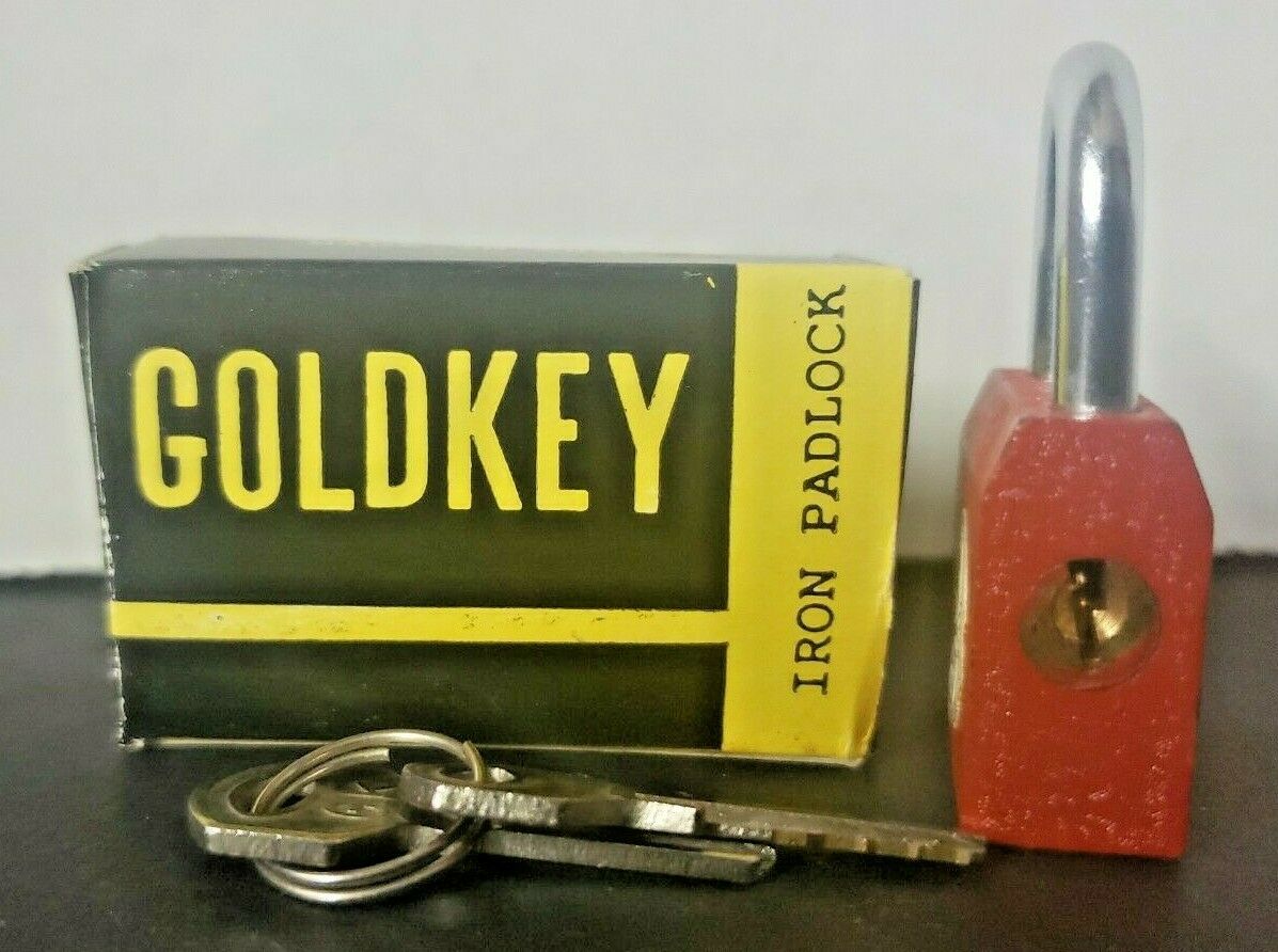 Vintage Gumball Vending Machine Goldkey Iron Padlocks Red Old Vending