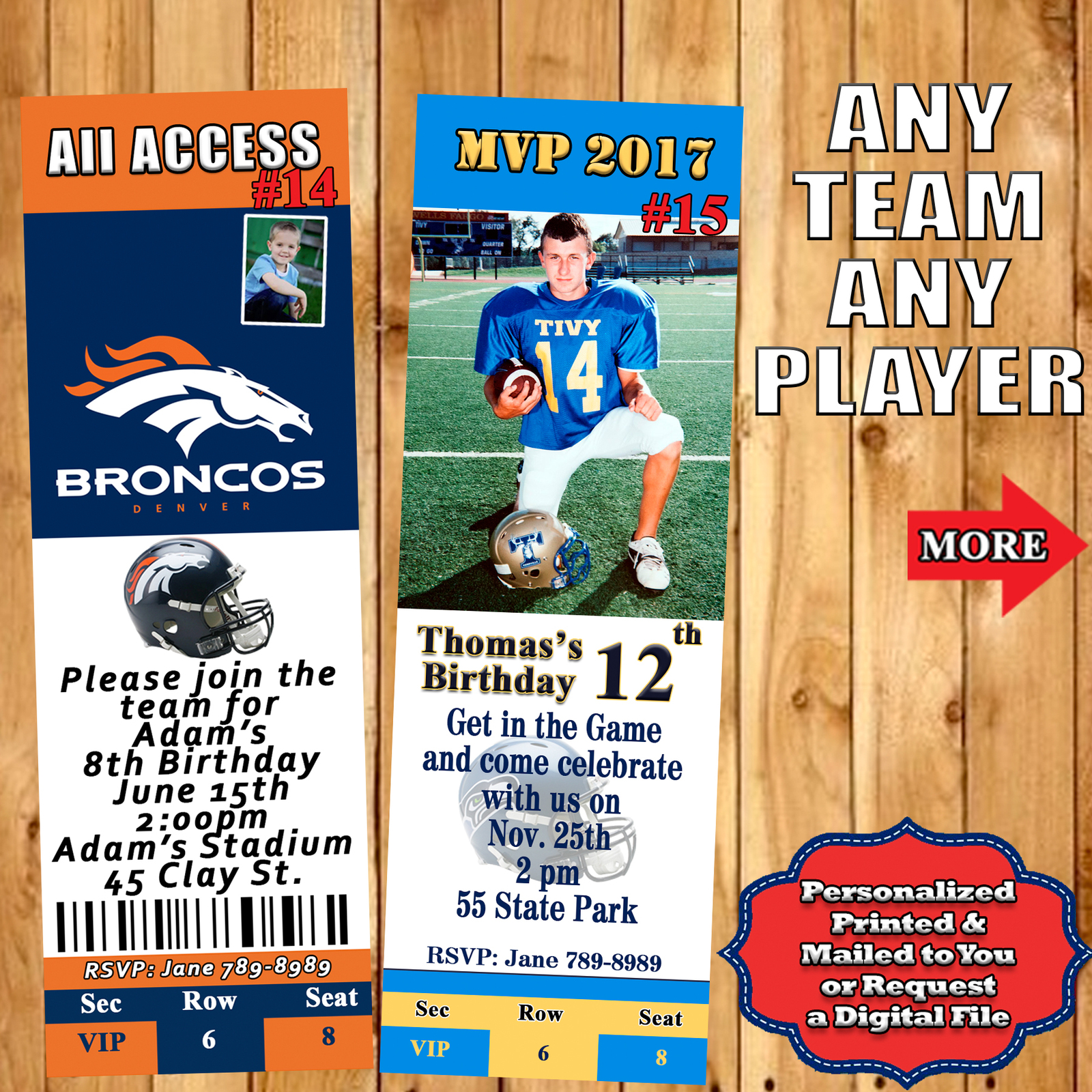 Football Nfl Birthday Invitations 10 Ea With And 50 Similar Items