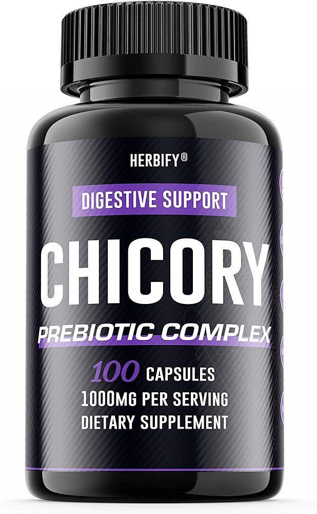 Chicory Prebiotic Supplement & Organic Inulin Fiber Digestive 100 Capsules (100)