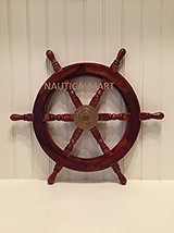 NAUTICALMART 24" WOOD AND BRASS NAUTICAL SHIP WHEEL MARINE DECOR