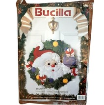 Bucilla Holly Jolly Santa Felt Wreath Kit New Pkg 18" Finished Size 83028 VTG 93 - $42.04