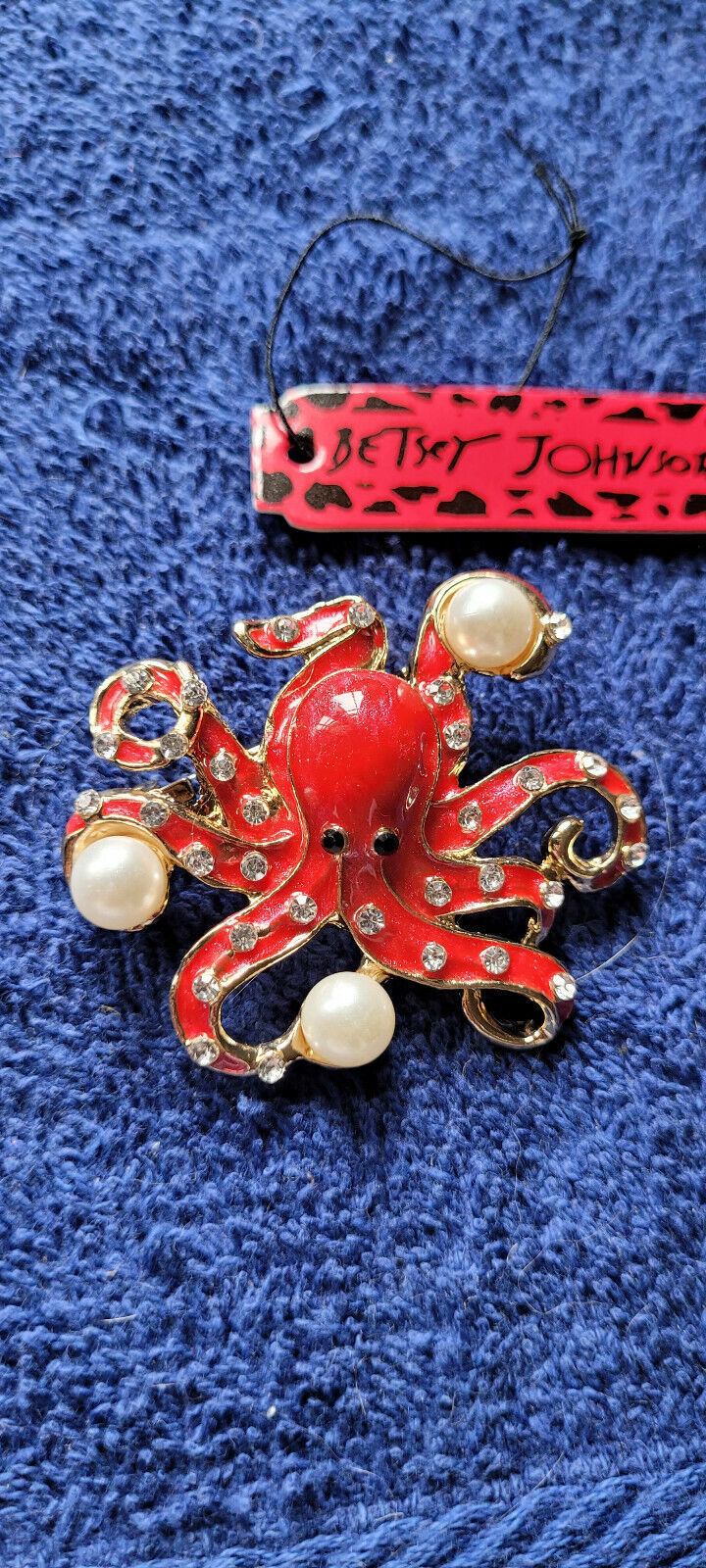 Primary image for New Betsey Johnson Brooch Octopus Red Ocean Tropical Collectible Decorative Nice