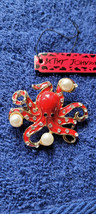 New Betsey Johnson Brooch Octopus Red Ocean Tropical Collectible Decorative Nice - $14.99