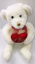 Dan Dee Collectors Choice White Bear Plush Red I Love You Heart With Bow 17” - $34.17
