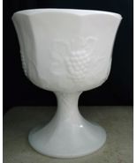 Indiana Glass Colony Harvest Milk Glass Compote Dish with Grape Design   - $10.99