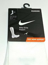 Nike Elite Support Running Socks White Mens Sz 8 -12 L/G Over the Calf NEW - $24.70