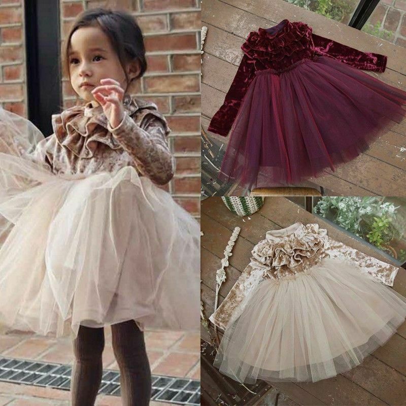 Neueste Elegant Kostüm Prinzessin für Kinder Baby Mädchen Kleider Samt Vlies