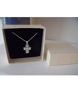 NEW SILVER Filagree Floral CROSS NECKLACE 18&quot; Pendant &amp; Box Chain QVC W/... - $31.14