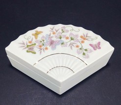 Avon Trinket Box BUTTERFLY FANTASY Floral Fan Shaped Trinket Jewelry 1980 - $7.99