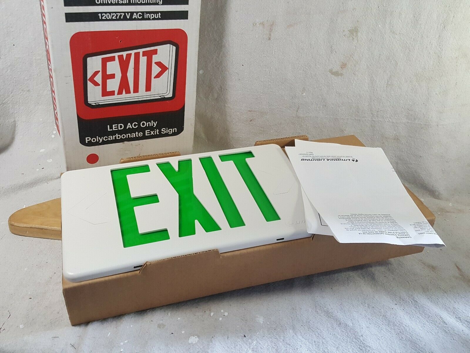Lithonia Lighting LED AC Only Polycarbonate Exit Sign White Green