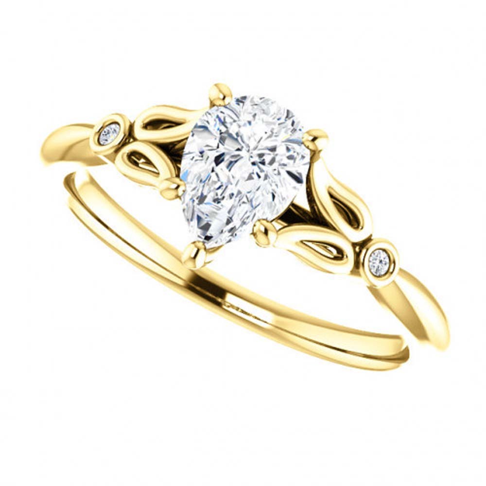 14K Yellow Gold Fn Pear Cut White CZ Diamond Engagement Ring For Women's Special