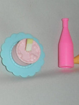 Barbie doll accessory food birthday cake for one with bottle vintage Mat... - $7.99