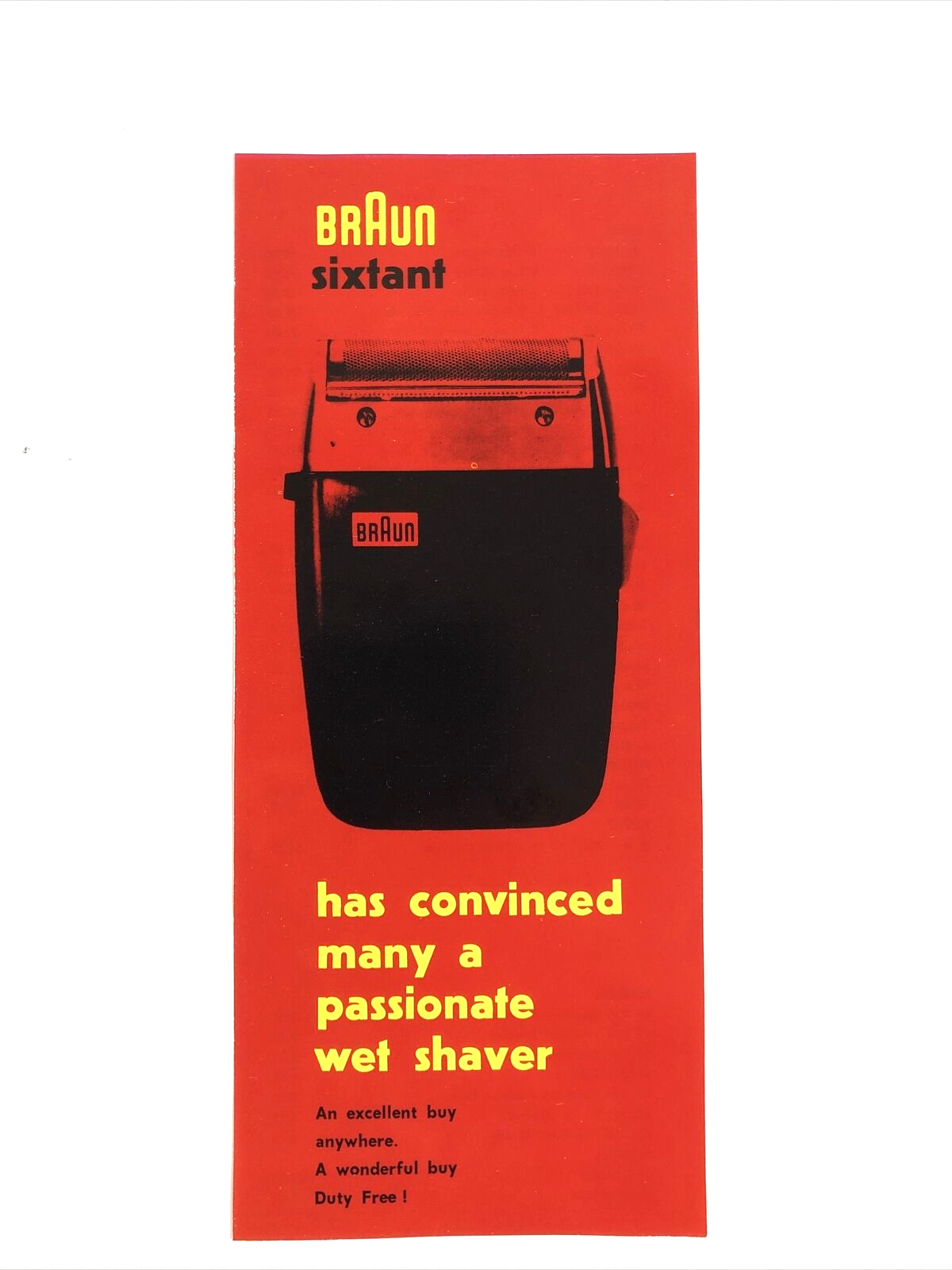 1970 Braun Sixtant Electric Shaver print ad backside has the Sony price ...