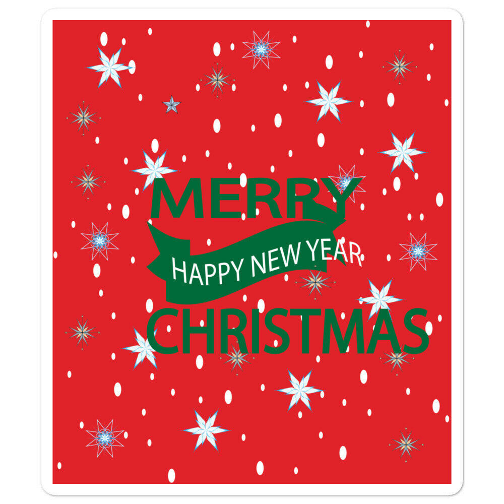 Bubble Free Sticker Merry Christmas Xmas Happy Wishes New Year Santa ...