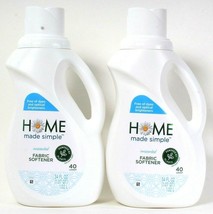 2 Bottles Home Made Simple 34 Oz Unscented Plant Powered 40 Lds Fabric Softener