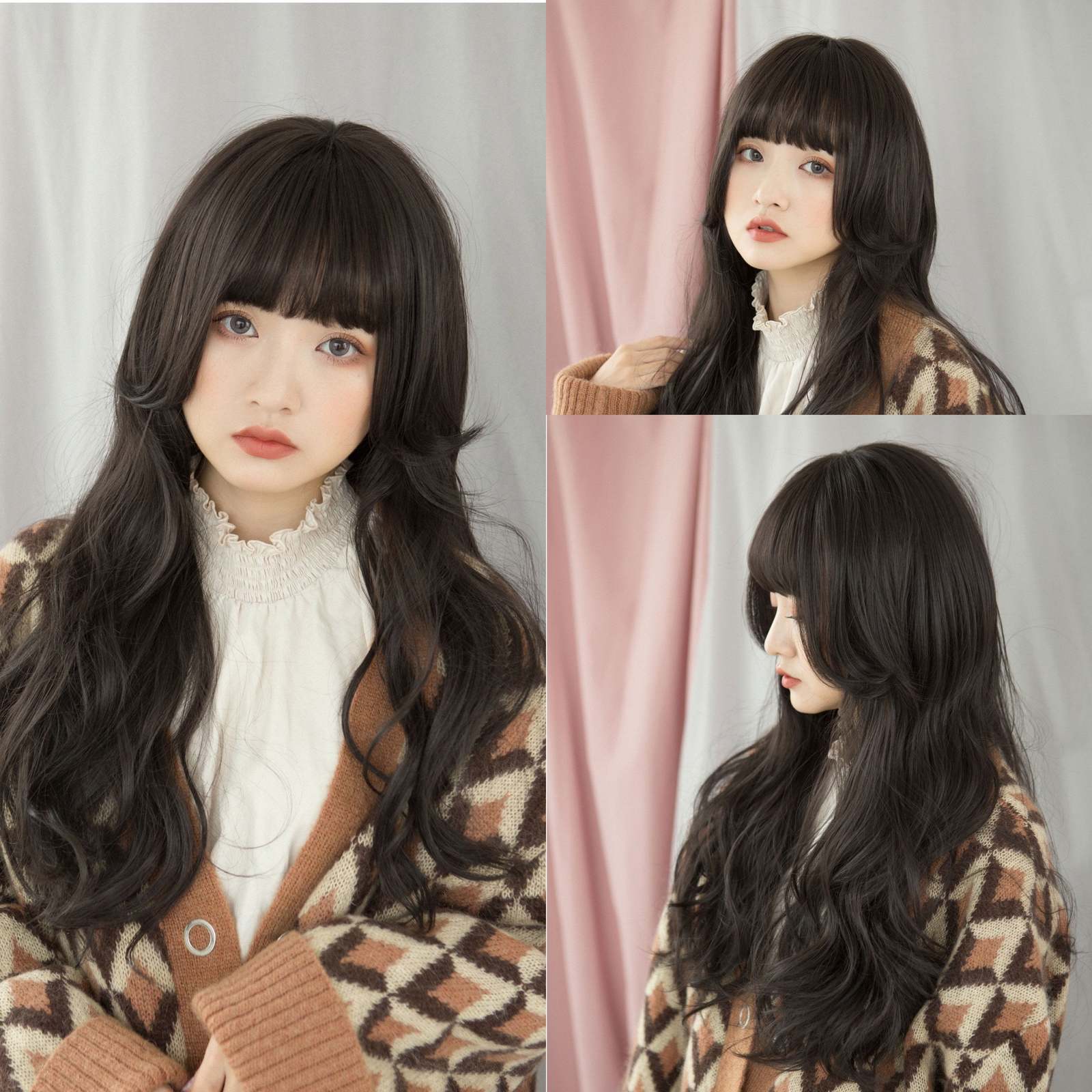 Raven Black Wavy Long Wig Girly japanese cosplay lolita gothic daily