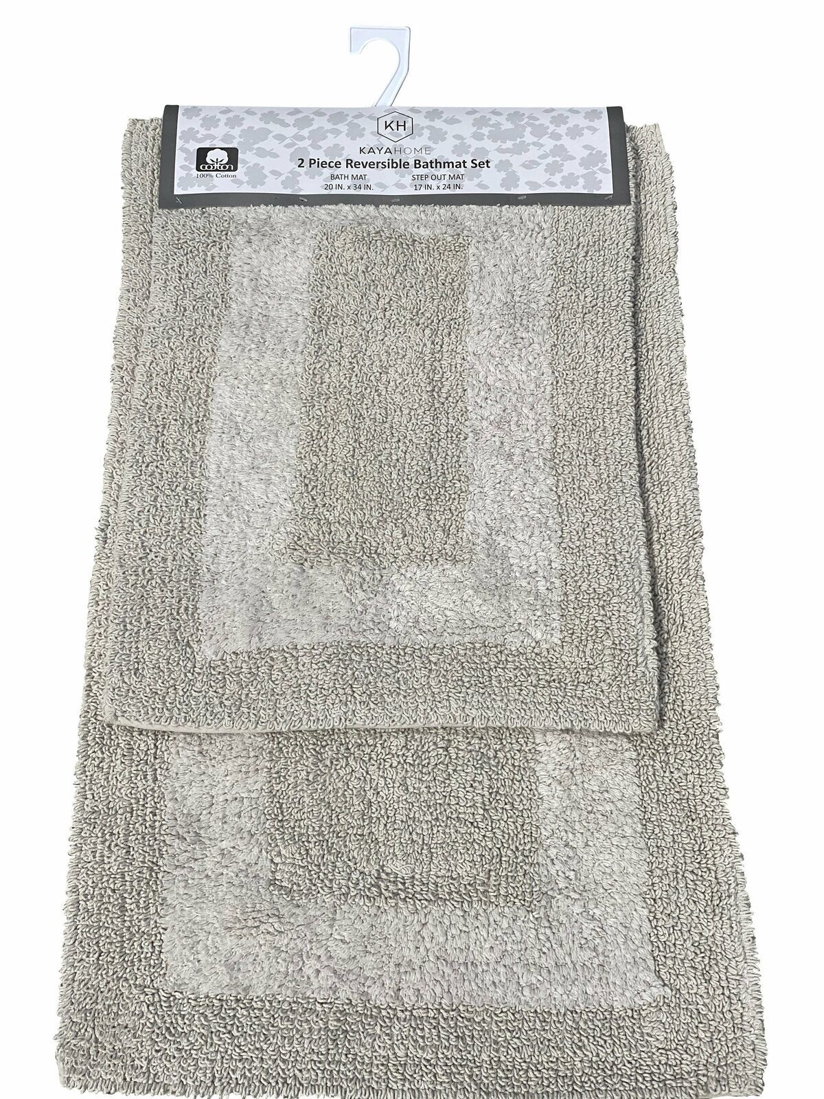 2 Pc Reversible Bath Mat Set, Cotton Bath Rug, BathSet, Reversible Bath
