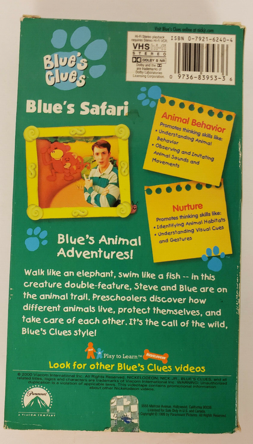Vhs Blue S Clues Blue S Safari Paramount Nickelodeon Play To | The Best ...