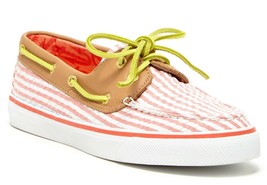 Sperry Women's Bahama Boat Shoes, Coral Seersucker, Size 8.5 $75 - $29.75