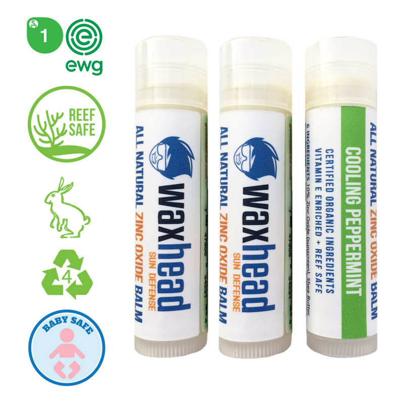 Waxhead Natural Lip Balm Zinc Oxide (3 pack Peppermint) EWG Rated 1 Lip Balm & Treatments