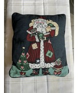 Christmas Needlepoint Throw Pillow Red Santa Claus With Kids, 12x14in - $17.00