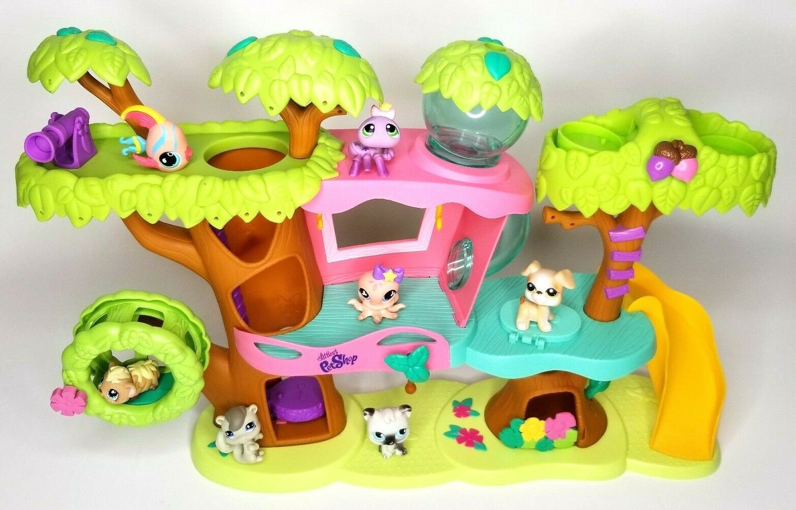 Littlest Pet Shop Magic Motion Tree House Play Set LPS Plus 7 Figures Hasbro - £35.57 GBP