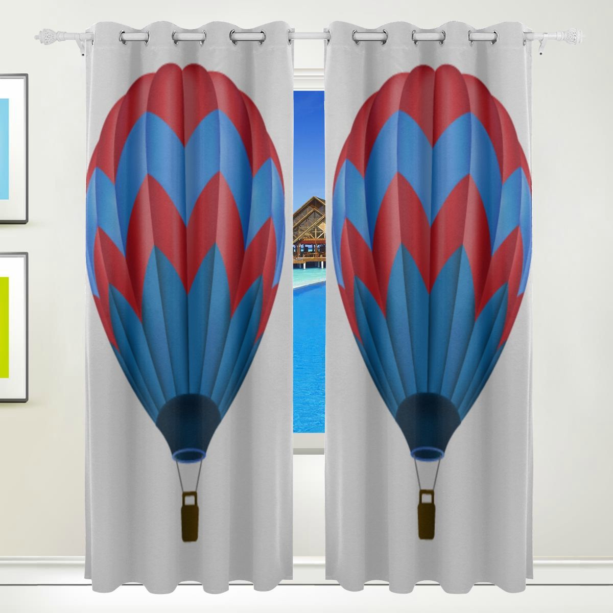 Bedroom Curtains Girls Romantic Forever Hot Air Balloon Print Bedroom
