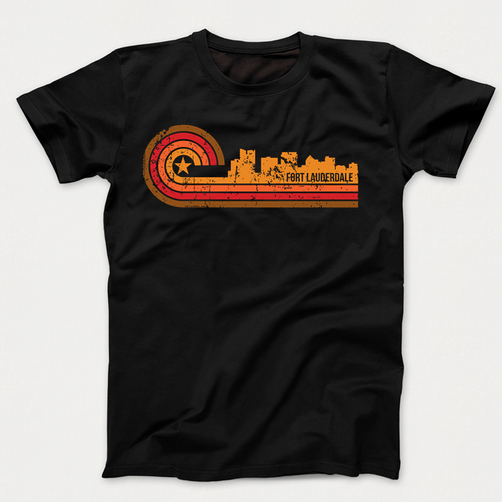 Retro Style Fort Lauderdale Florida Skyline Distressed Kids TShirt T