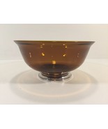 Vintage 8&quot; Amber Glass Bowl With Gorham Sterling Silver Base - $59.99