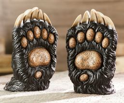Bear Paw Bookends with Claws Polyresin 7.3" High Books Brown Home Decor Textured image 3