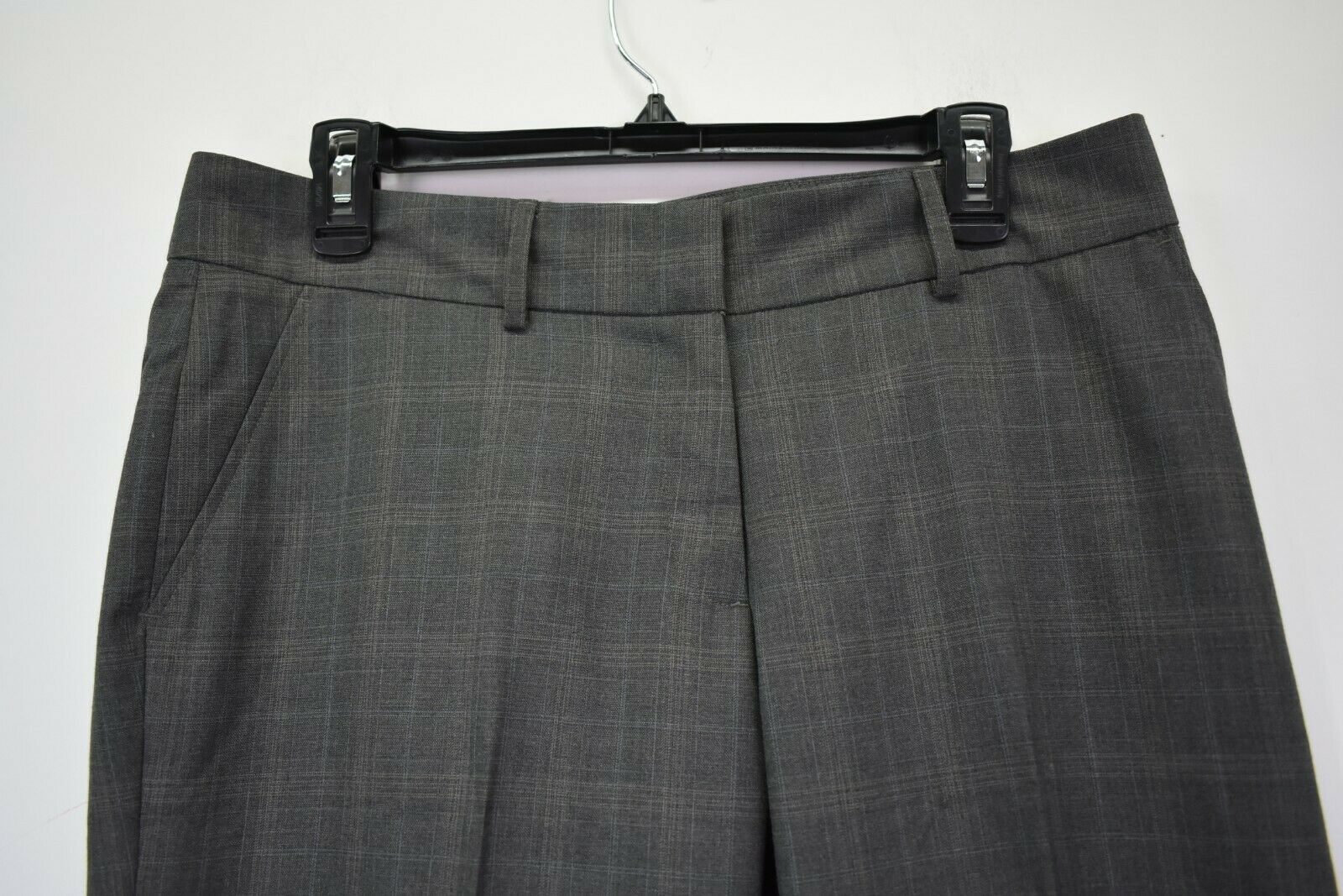 Cintas Doc and Amelia Women's Size 10 Checked Dark Gray Work Slacks Pants