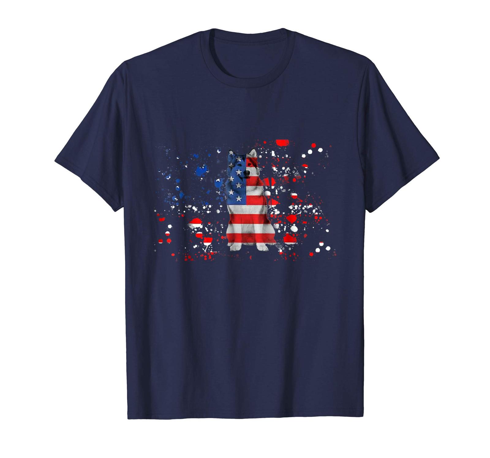 Dog Fashion - American Flag Alaskan Malamute Patriotic 4th of July Shirt Men