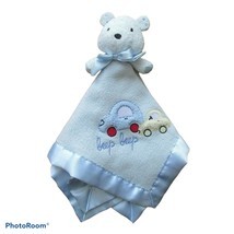 Carters Blue Bear Security Blanket Lovie Baby Fleece Beep Beep Cars - $14.84