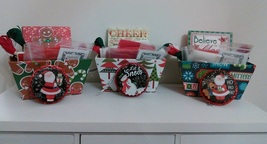 CLEARANCE EXCLUSIVE Christmas Holiday Basket Grab Bags assorted cross st... - $12.00