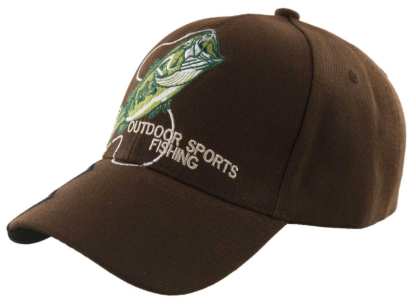 NEW! FISH BASS OUTDOOR SPORT FISHING BALL CAP HAT BROWN Men's Hats