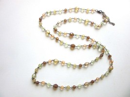 Extra Long Necklace Faceted Lucite Beads Pastel Colors Metal Strung Single Stran - $26.00