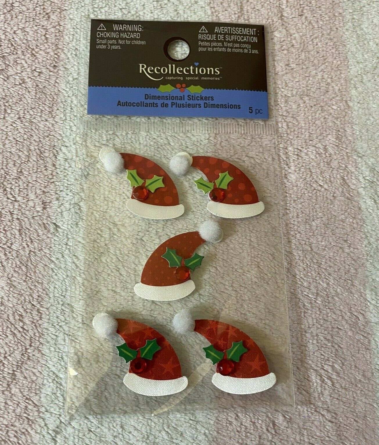 Recollections Santa Hats Christmas Winter Dimensional Scrapbook Stickers - $3.49
