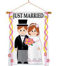 Just Married - Applique Decorative Wood Dowel with String House Flag Set HS11501 - $46.97