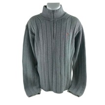 Polo Jeans Ralph Lauren Men's 1/4 Quarter Zip Gray Cotton Pullover Sweater Large - $23.02
