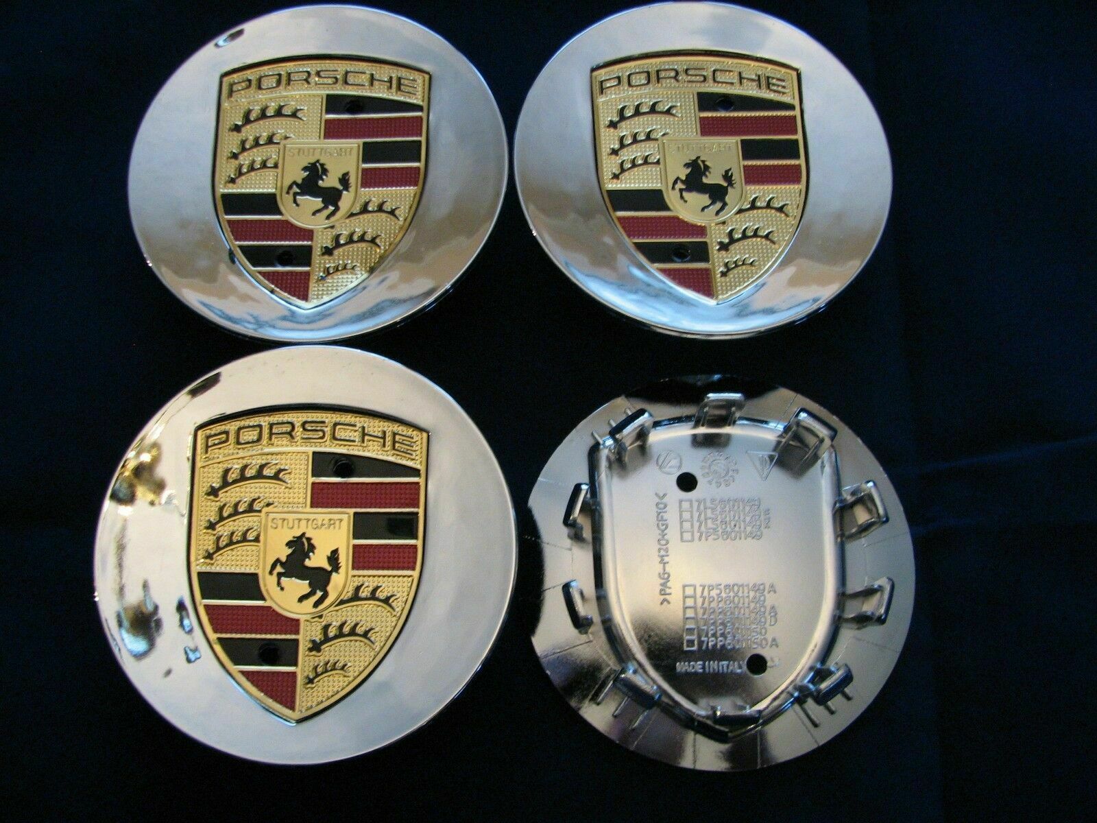 CUSTOM MADE CHROME PORSCHE TEQUIPMENT CONCAVE STYLE COLOR CREST CENTER