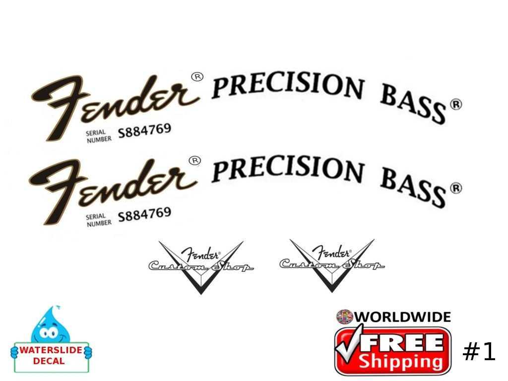 Fender Precision Bass Guitar Decal Inlay Headstock Sticker Waterslide