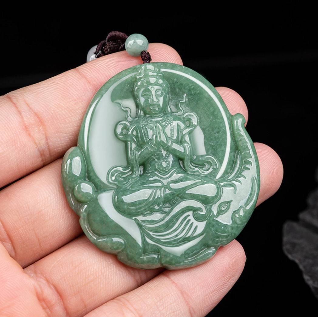 Craving Guanyin Genuine Jade Samantabhadra Pendant Necklace, Natural ...