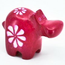 Hand Carved Kisii Soapstone Tiny Miniature Red Hippopotamus Hippo Figure