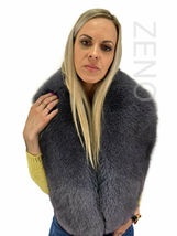 Fox Fur Stole 55' (140cm) Saga Furs Dark Grey Fur Collar Wrap Scarf Boa image 8