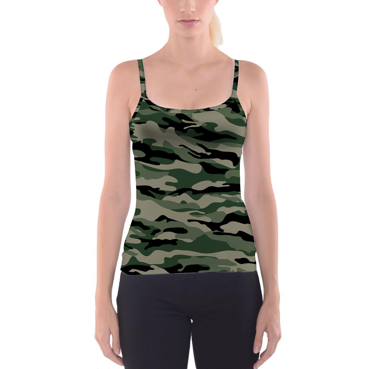 Military Camouflage Camisole Spaghetti Strap Tank Top - T-Shirts & Tank Tops