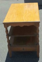 Vintage Solid Wood Tri-Level End Table with Drawer - VGC - Bench Fine Fu... - $197.99