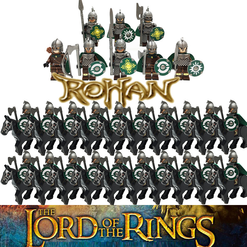 Rohan Guards Knight+Black Horse Lord of The Rings Hobbit Building MiniFigure Toy